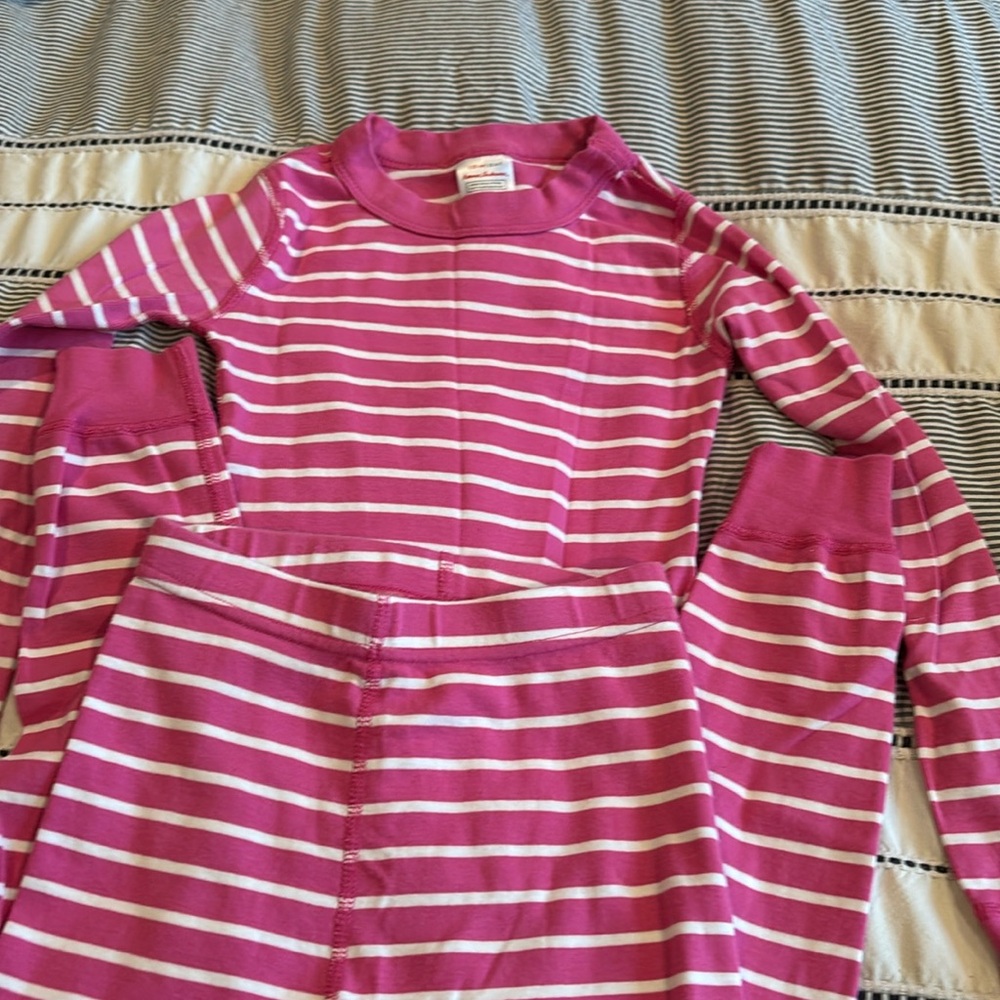 Girls pink and white striped hanna Anderson pjs